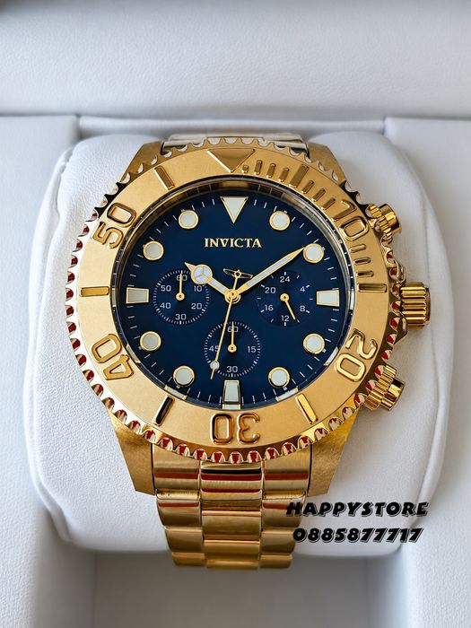 INVICTA Grand Diver Gold blue dial 47 mm, Инвикта нов мъжки часовник