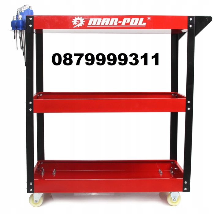 Количка за инструменти MARPOL с 3 рафта и поставка за отвертки