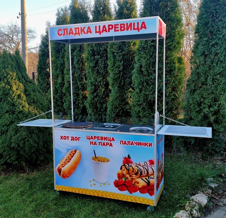 Комбинирана количка за царевица на пара,  хот дог и палачинки