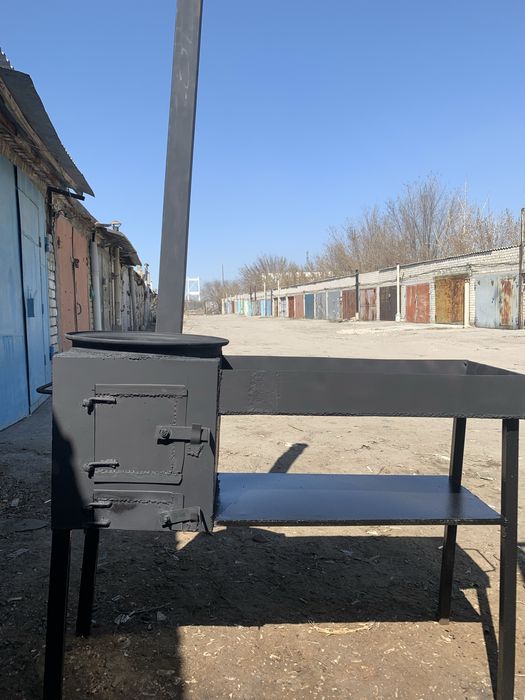 Мангал с печью под казан 7 мм
