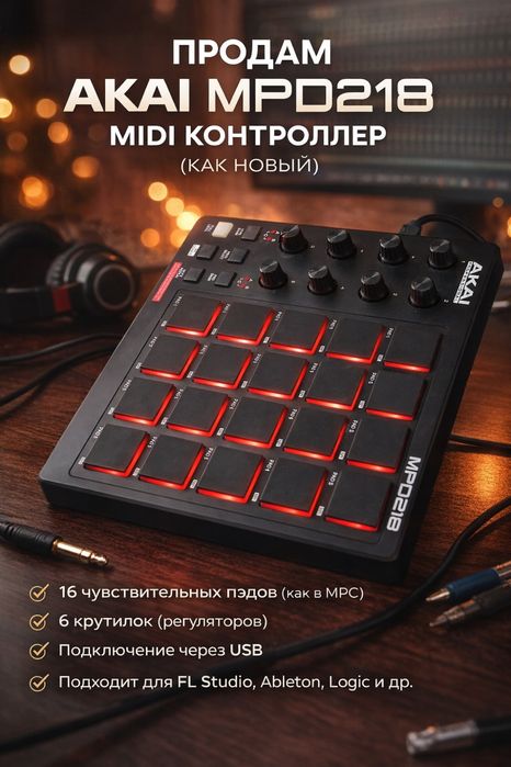 AKAI MPD218 MIDI контроллер (как новый)