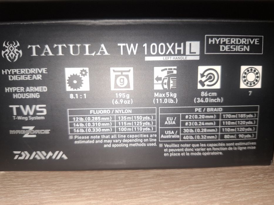 Макара Daiwa Tatula TW 100XHL(left handle)+Въдицата Daiwa Tatula 7-28g