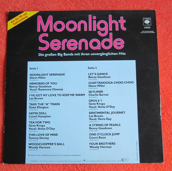 vinil  Moonlight Serenade (Jazz,Big Band,Swing) made Germany 1985
