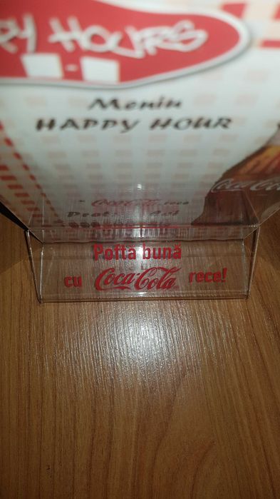 Suport meniu T holder 170x100mm / 17x10cm, logo Coca-Cola