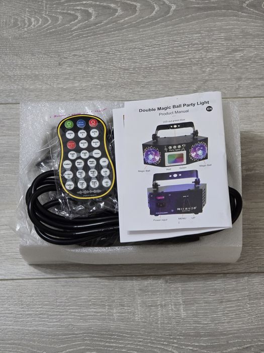Lumină Disco Vicalo Dual Balls–Nouă,RGB,Stroboscop,Activare pe Muzică