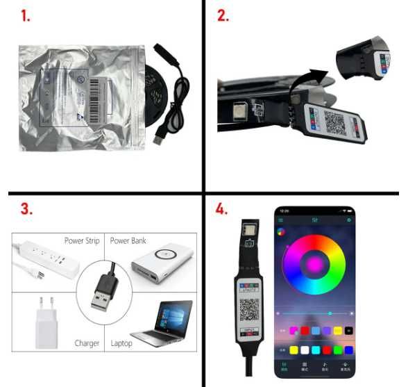 Bandă LED cu bluetooth 3m cu telecomanda