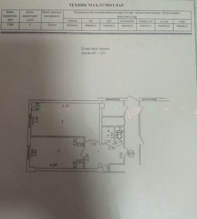 Срочно продается своя квартира, Чиланзар 20а 2/8/9.