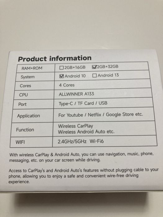 Wireless CarPlay / Android Auto