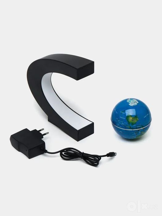 Левитирующий глобус с RGB-подсветкой (чёрный) (D - 9см)