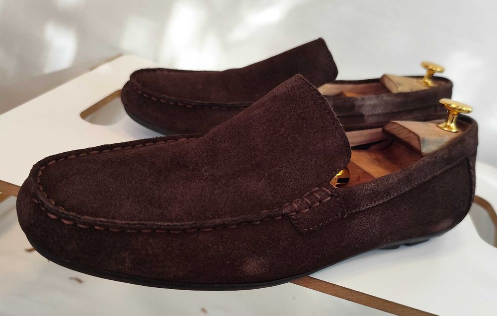 Pantofi mocasini 43 44 slip on Clarks piele naturala moale maro