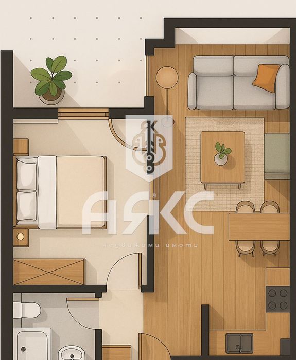 Двустаен просторен апартамент в кв. Малинова долина