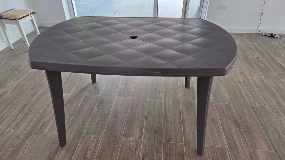 Masa gradina, terasa, pentru 6 persoane, plastic, 137 x 90 x 73 cm, bej