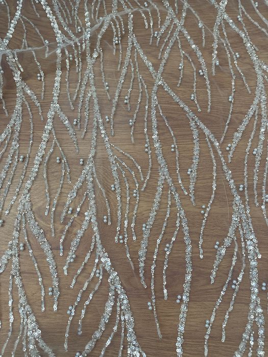 5 m dantela ivory cu paiete pentru rochie de mireasa