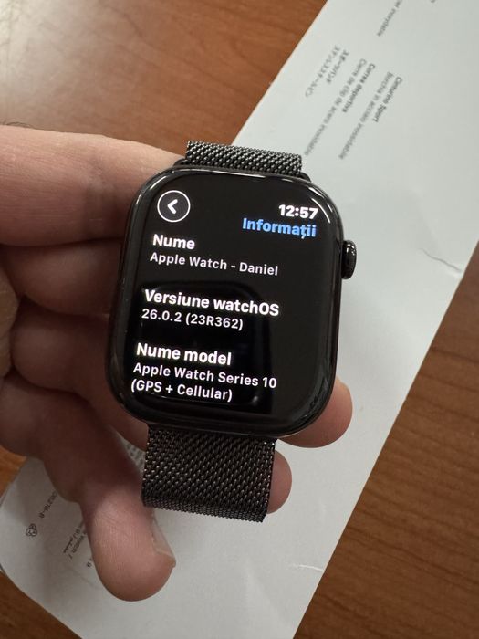 Apple Watch Series 10 – Titanium Gri, GPS + Cellular, 46 mm – Ca nou