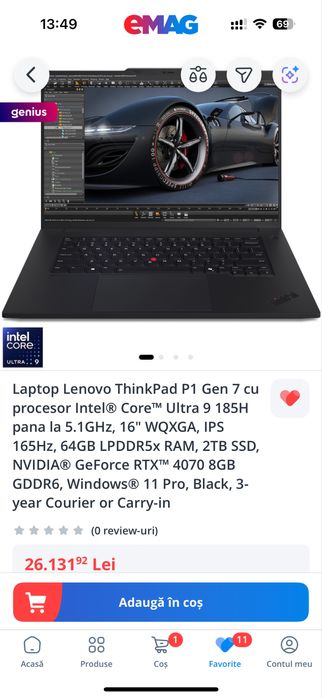 Incarcator+adaptor laptop LENOVO P1 Gen 7, nefolosit