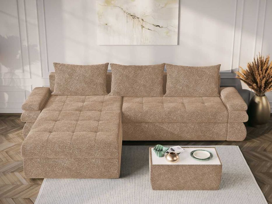 Coltar Extensibil Molly Plusat Bej - Transport Gratuit in 4-10 zile