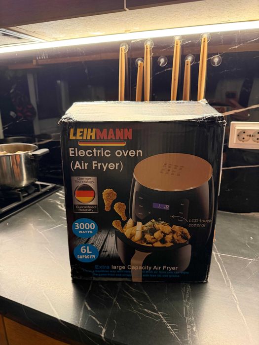 Friteuza fara ulei cu aer cald, functie de coacere, 3000W, 6L