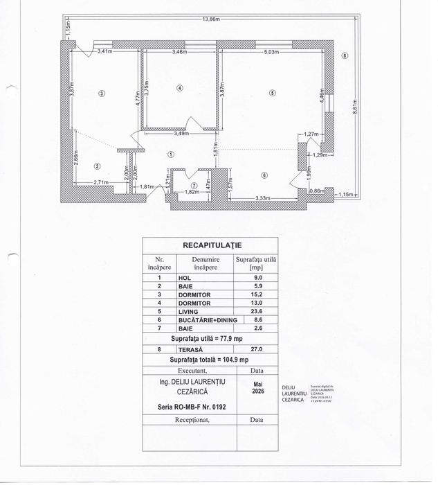 Apartament 3 Camere – Etaj 16 – Smart Home & Design in Asmita Gardens