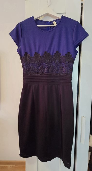 Rochie damă casual/elegant - bleumarin-negru