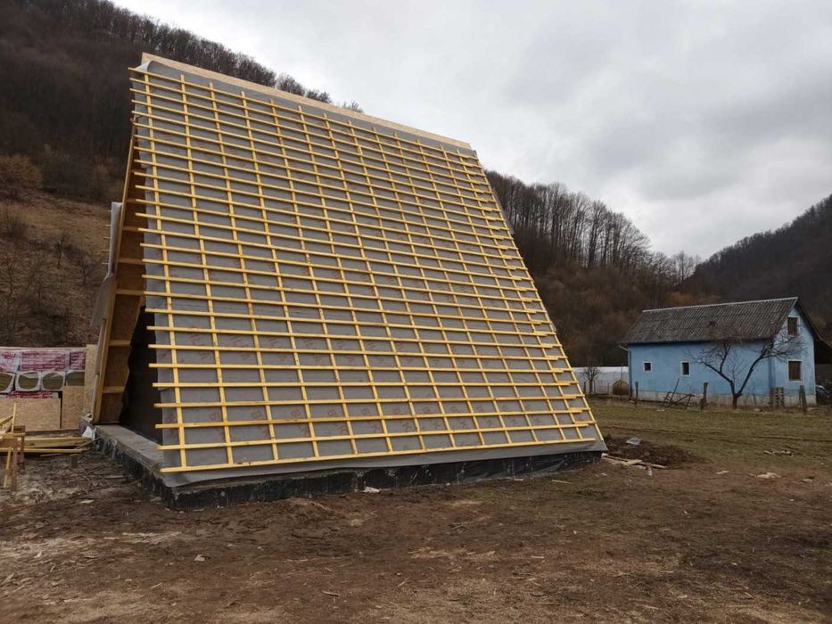 Cabana stil A Frame, Foisoare, Terase si Case din structura de lemn