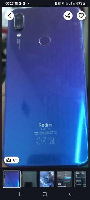Redmi note 7 sotiladi.singan qirilgan joyi yo'q.
