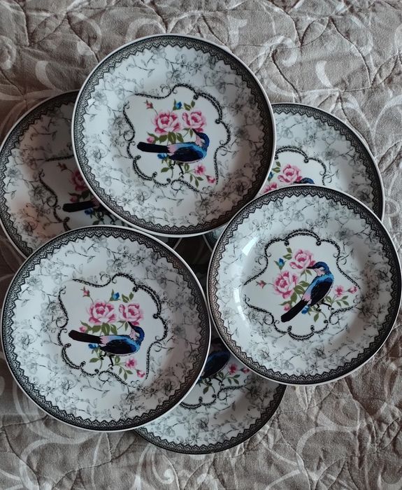 Сервиз за торта от 8 части Apricot, Фин китайски порцелан, Рози