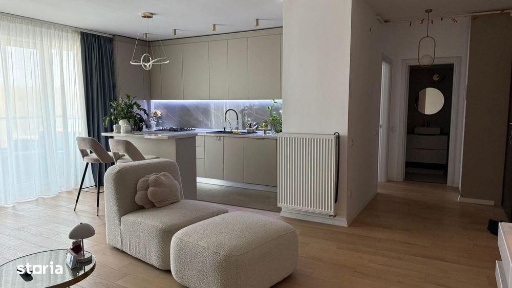 2 camere pe lac 77mp complet mobilat parcare subterana si boxa inclusa