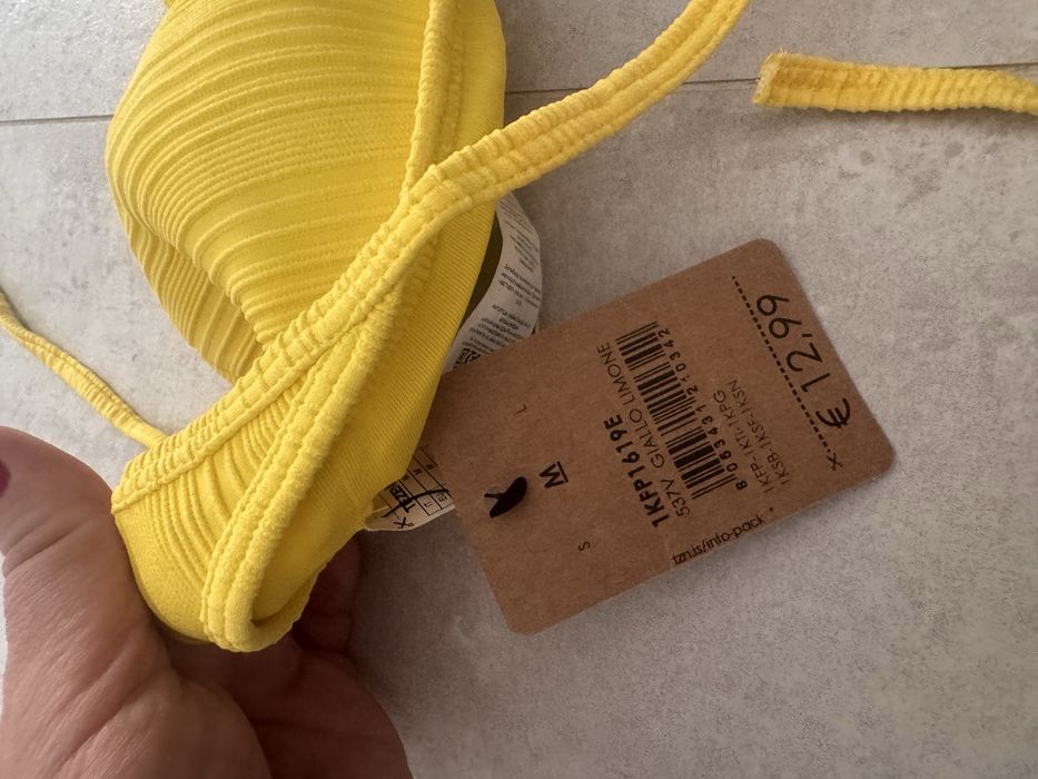 Costum de baie marime M galben brazilian bareta si bureti detasabili