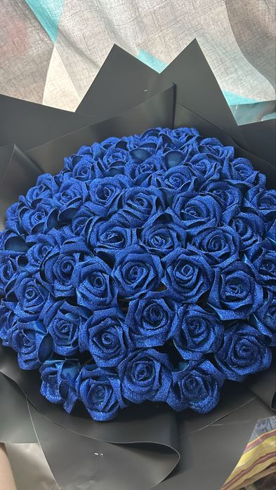 Цветы Роза из атласных лент букеты 51 шт