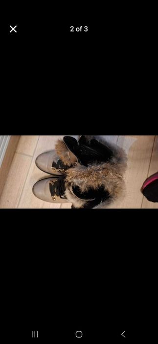 Дамски бежови боти с пух