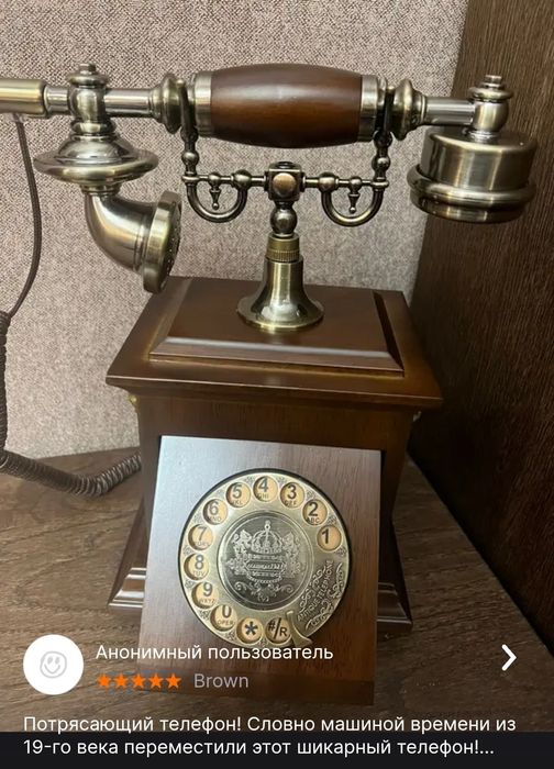Телефон из массива дерева с вращающимся циферблатом, телефон, старинны