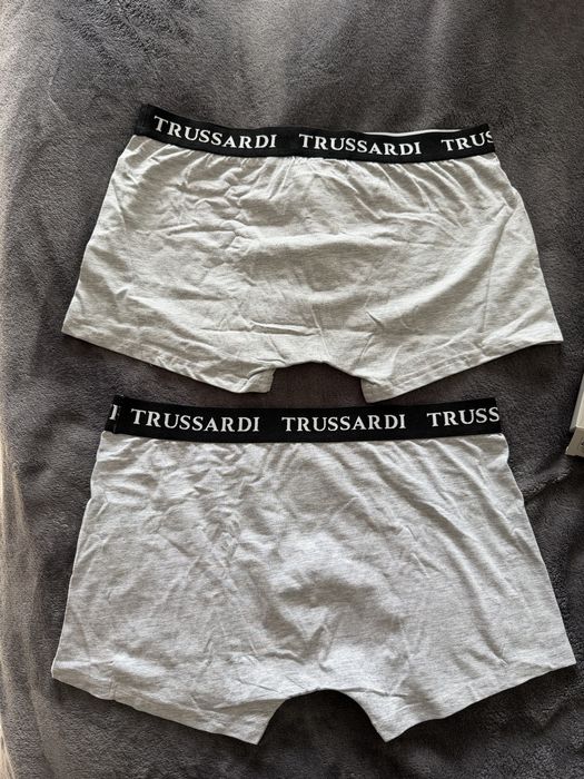 Trussardi set 2 boxeri gri cu banda elastica neagra marimea L noi