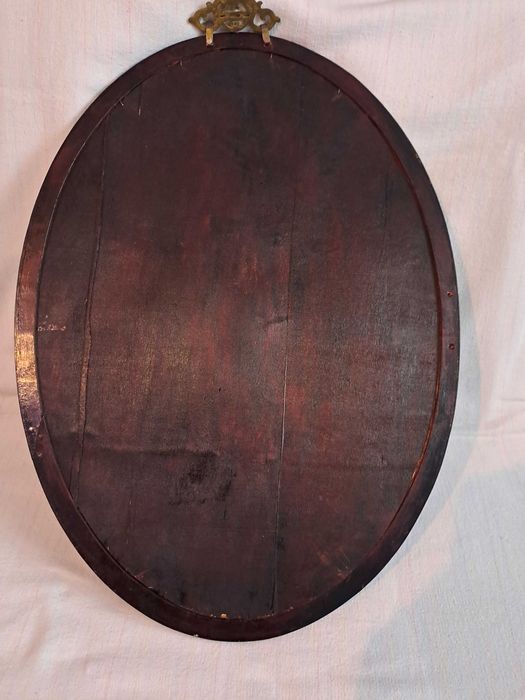 tablou asiatic vechi pictura sticla rama lemn 58,5/42,5 cm