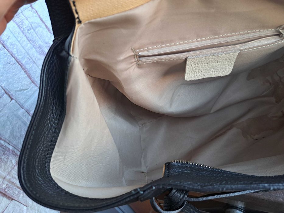 дамска чанта черна кожена -естествена кожа