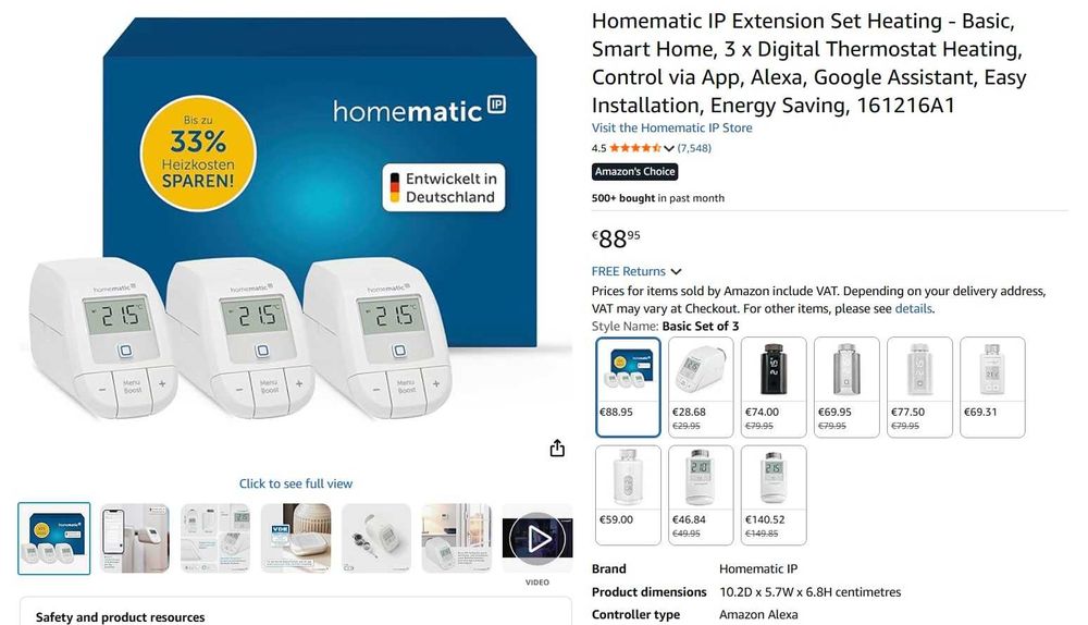 Set 3 termostat încălzire Homematic IP - Basic, Smart Home, 3