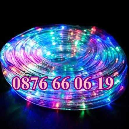 Многоцветен светещ коледен маркуч 20 м + контролер