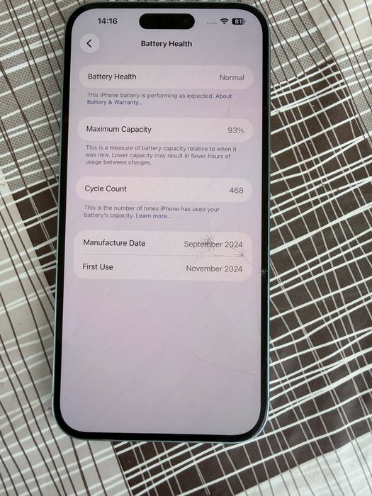 Iphone 16 plus 93% 128GB