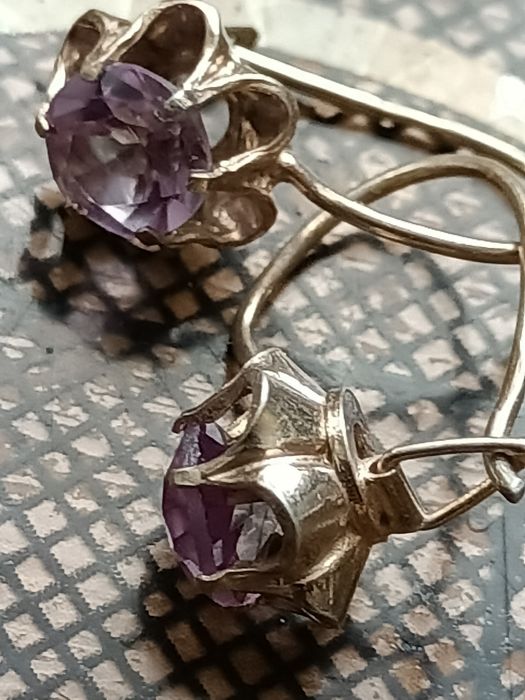 Серьги ссср Александрит  серебро позолото 875 пр