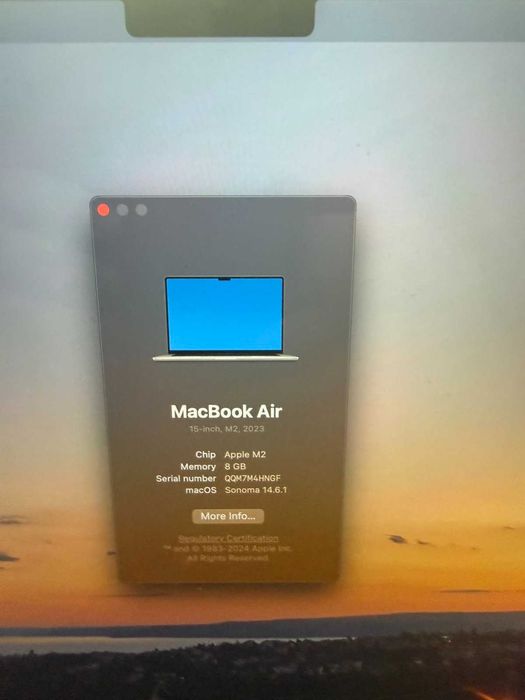 Apple MacBook Air 15.3” M2 | 8GB RAM | 256GB SSD | Silver | Отлично състояние + кейс