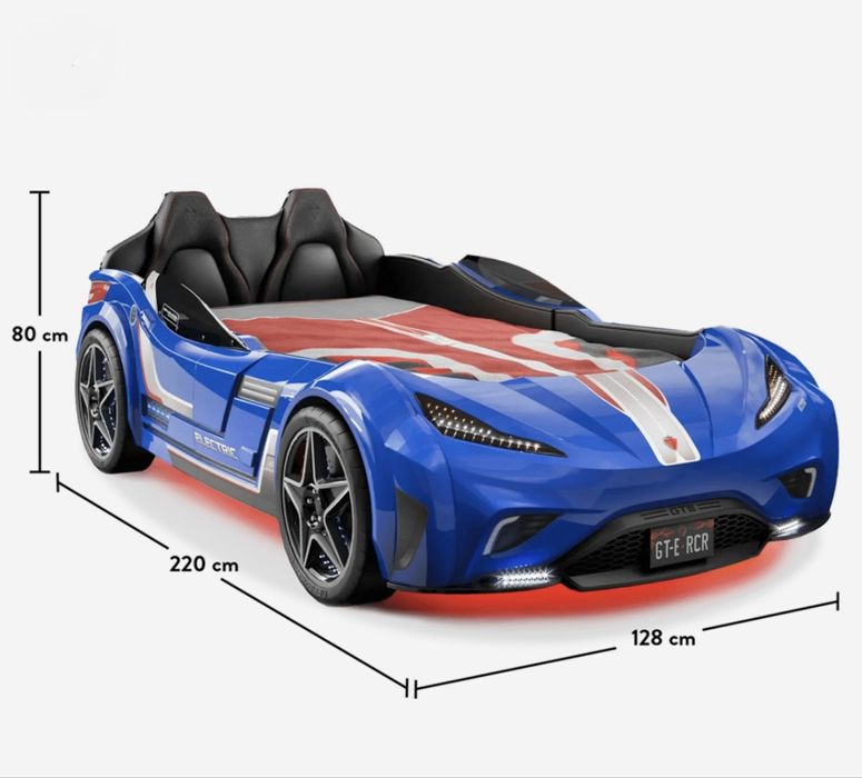 Детско легло - кола GTE Синьо 100/190см
