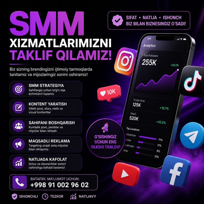 SMM xizmatlari | Biznesingizni o‘stiramiz | Target + Kontent