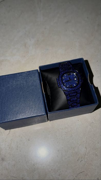 Ceas cu diamante / iced out / ceas cu cristale / safire albastre patek