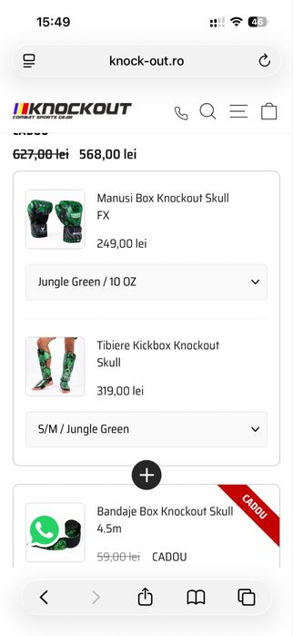 Pachet kickbox ( tibiere + manusi+ bandaj+ short MMA)