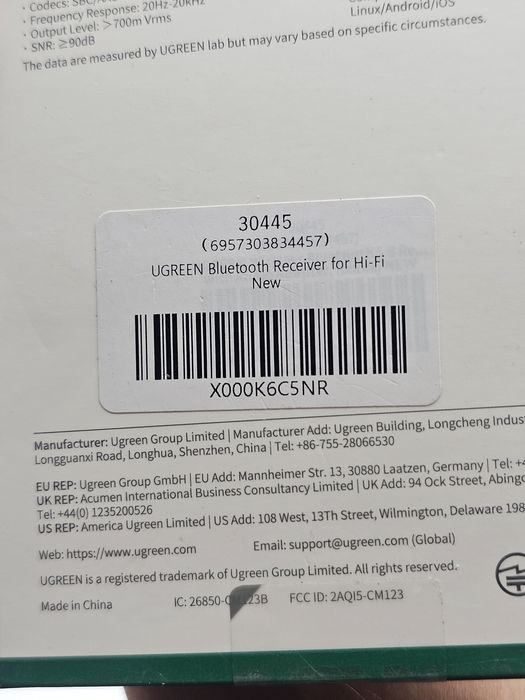 Audio Receiver Bluetooth Ugreen CM123 Jack 3.5mm 2RCA BT 4.1 , Black