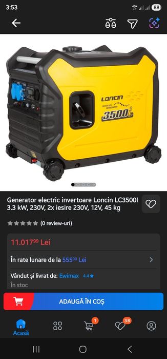 Generator Loncin LC3500i cu  Starter electric 3.3 kw maxim Silentios