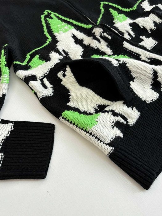 Gucci Ski-tematyczny krajobraz górski Intarsia wełna dzianina Zip