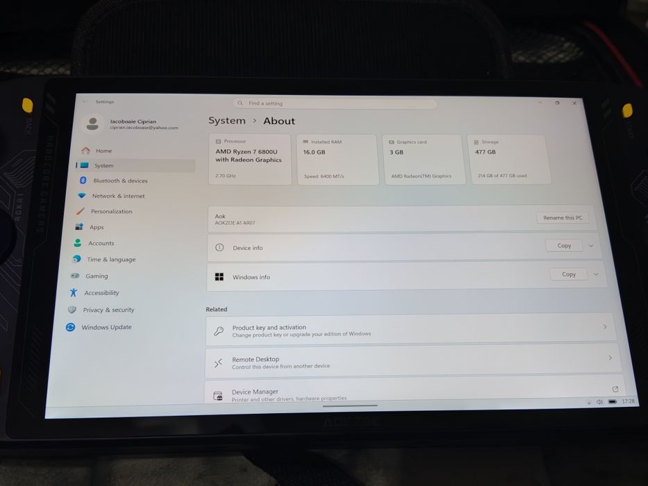 AokZoe A1 - Ryzen 6800U, FHD 8 inch, 16GB ram, 512GB SSD