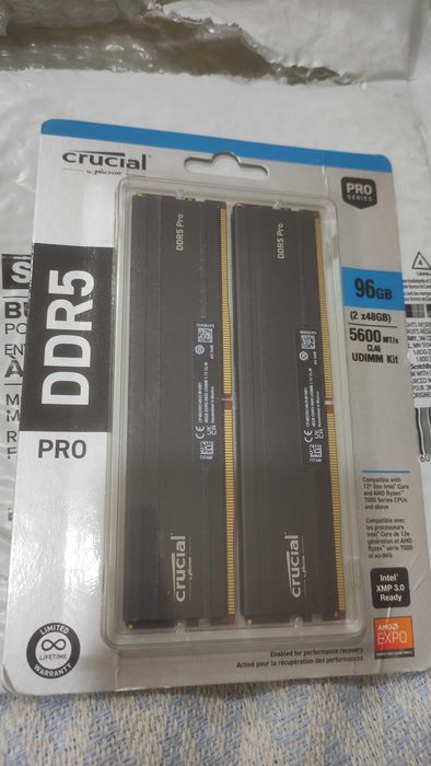 Продам оперативная память CRUCIAL PRO DDR5 5600MHZ 96GB (2*48GB)