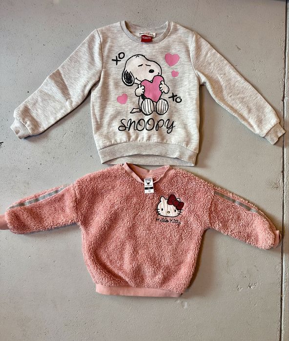 Set doua pulovere pentru fetite 4-5 ani, Hello Kitty si Peanuts