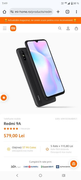 Xiaomi Redmi 9a la cutie